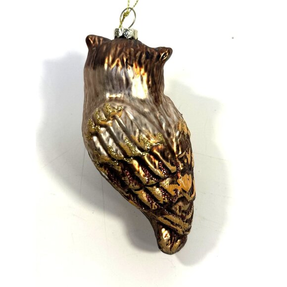 Owl Christmas Tree Ornaments Set 4 Hand Blown Glass Ornaments Woodland Creature - Picture 7 of 15